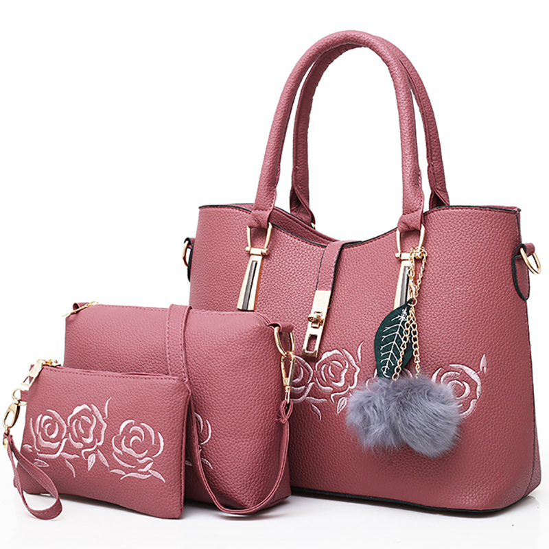 Set of 3 Matching Casual Bags with Rose Flower Prints