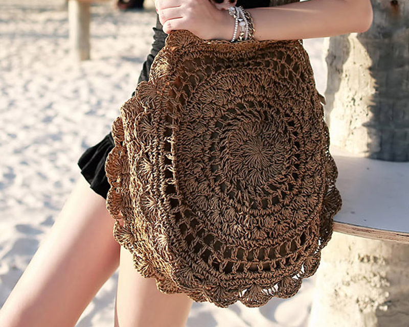 Vintage Bohemian Big Circle Straw Bags for Women