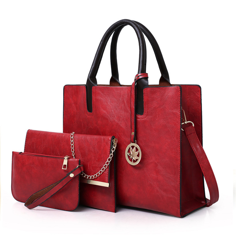 Set of 3 Matching Leather Bags for Women - Image 4