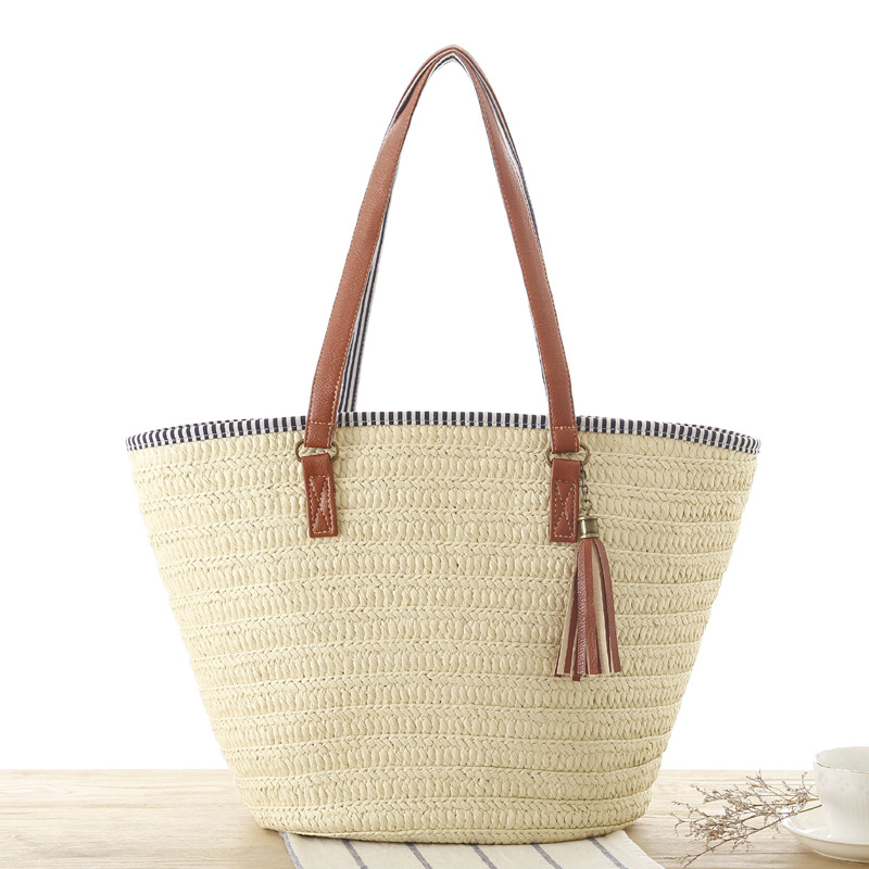 Women's Straw Bucket Beach Bag