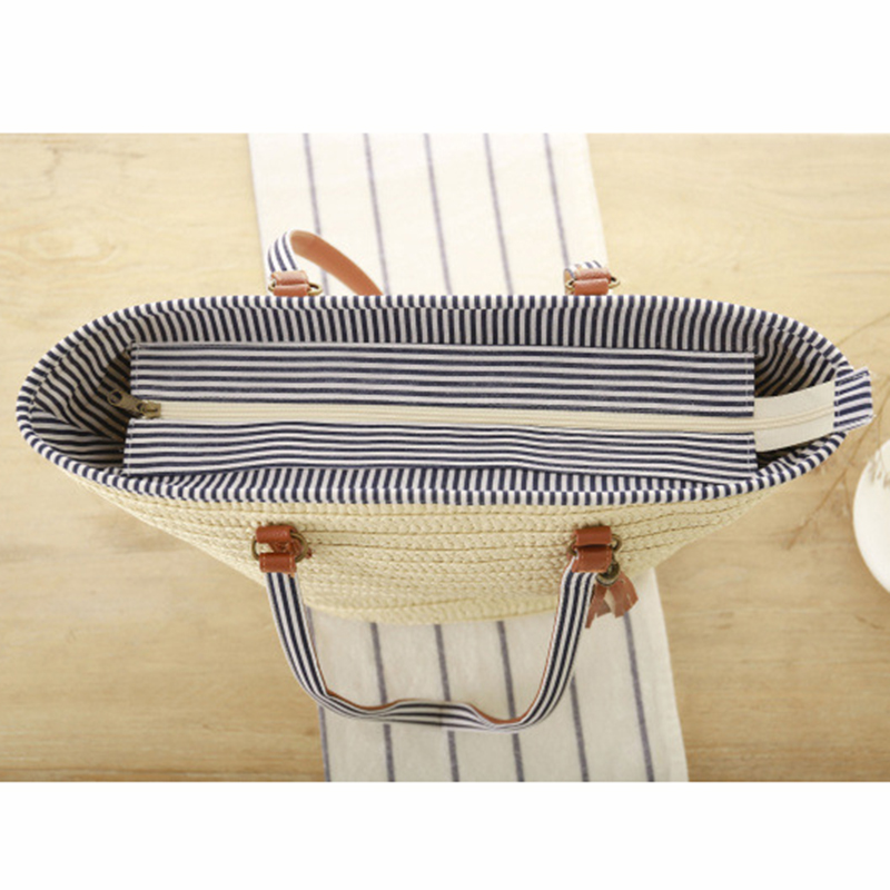 Women's Straw Bucket Beach Bag - Image 4