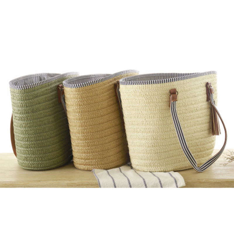 Women's Straw Bucket Beach Bag - Image 6