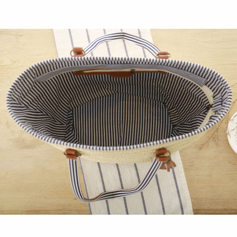 Women's Straw Bucket Beach Bag - Image 5